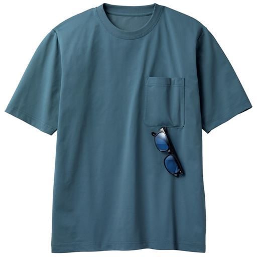 【メンズ】 吸汗速乾・デザインTシャツ(半袖) - セシール ■カラー：ブルー ■サイズ：M,L,LL,3L,5L