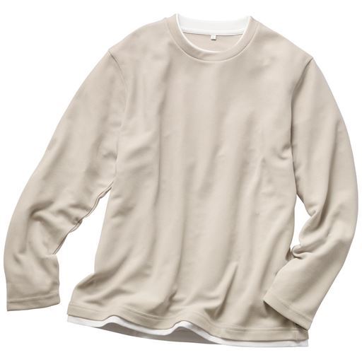 【メンズ】 レイヤード風カットソー長袖 - セシール ■カラー：ライトベージュ ■サイズ：M,L,LL