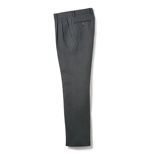 20%OFF【メンズ】 上質なウール混素材・洗えるスラックス(ツータック)/パンツリサーチ該当商品 ■カラー：チャコールグレー ■サイズ：76(股下70),79(股下73),85(股下67),94(股下70),97(股下73),130(股下88)