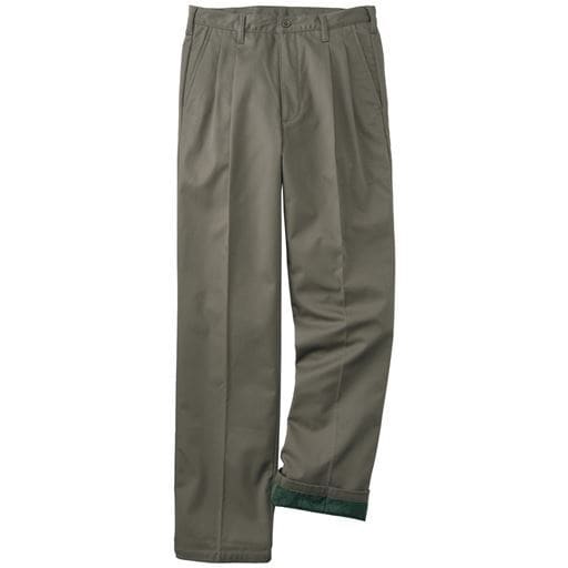 【メンズ】 裏フリースツイルのツータックチノパンツ/パンツリサーチ該当商品 ■カラー：カーキ ■サイズ：82(股下72),82(股下75),88(股下72),91(股下72),97(股下75)