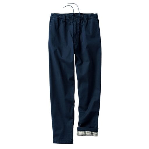25%OFF【メンズ】 ストレッチ・裏フリースツイルイージーパンツ・裏側チェック柄フリースが吸湿発熱/パンツリサーチ該当商品 ■カラー：ネイビー ■サイズ：3L(股下76)