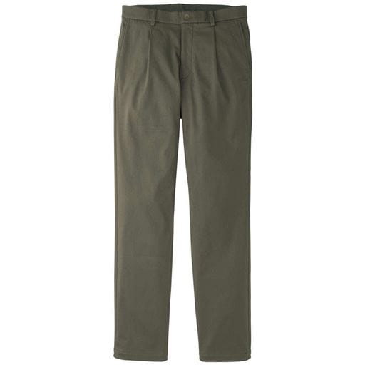 30%OFF【メンズ】 ストレッチ・裏ベロアフリースチノパンツ(ワンタックタイプ)/パンツリサーチ該当商品 ■カラー：ダークカーキ ■サイズ：79(股下78)