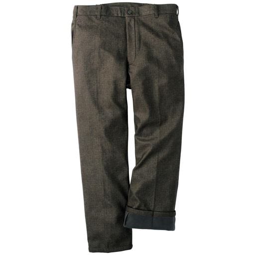 【メンズ】 裏フリースノータックパンツ - セシール ■カラー：ダークカーキ ■サイズ：M(股下65),LL(股下70)