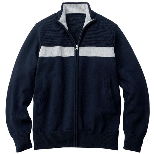 30%OFF【メンズ】 ウォッシャブル・ウール混ニットジャケット ■カラー：ネイビー系 ■サイズ：M