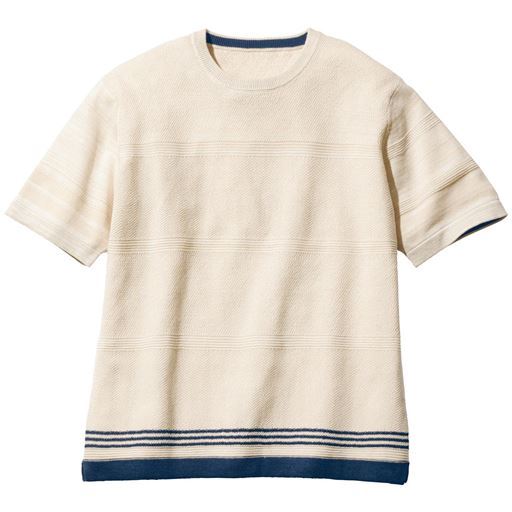 強撚ニットボーダー柄tシャツ おうちで洗えます セシール Cecile