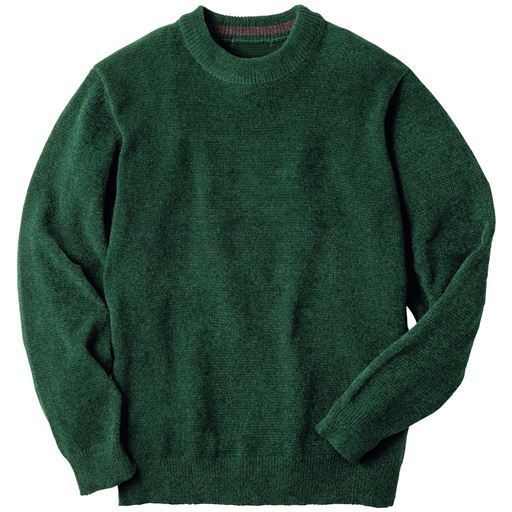 ＜セシール＞【メンズ】 モールニットクルーネックセーター ■カラー：グリーン ■サイズ：MLLL3L5L