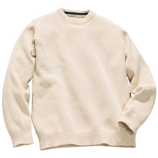 【メンズ】 モールニットクルーネックセーター ■カラー：アイボリー ■サイズ：MLLL3L