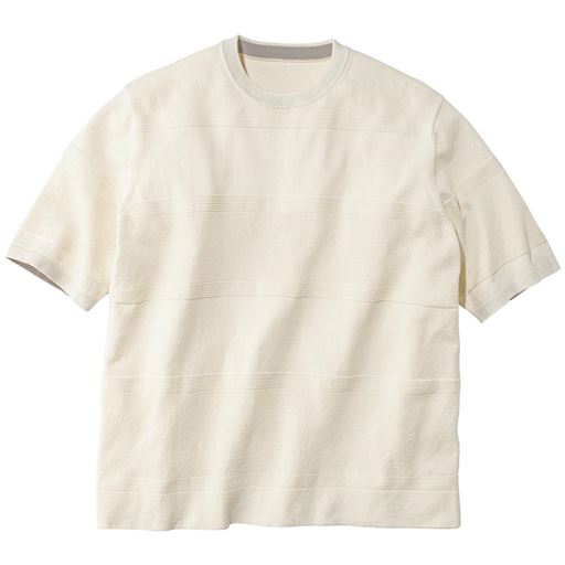 1354円OFF！＜セシール＞ 30%OFF【メンズ】 ウォッシャブル・ニットTシャツ ■カラー：オレンジ ■サイズ：M(88〜96)L(96〜104)LL(104〜112)3L(108〜116)