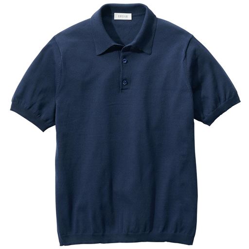 70%OFF【メンズ】 洗える涼感ニットポロ(半袖) ■カラー:ネイビー ■サイズ:L(96〜104),LL(104〜112)