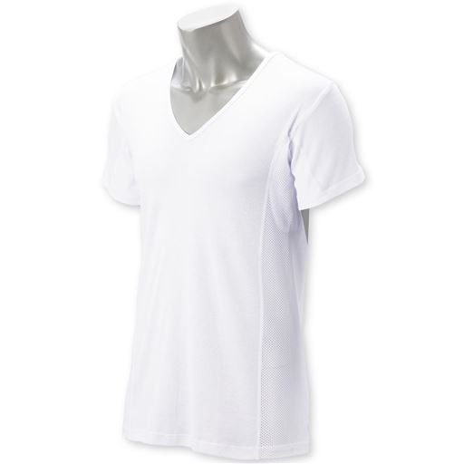 汗取り付きサイドメッシュシャツ | ホワイト