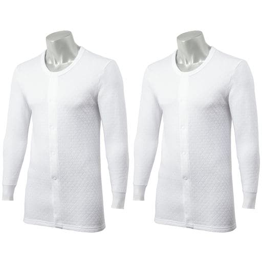 【メンズ】 長袖前開きシャツ(2枚組) - セシール ■カラー：ホワイト ■サイズ：S,M,L,LL
