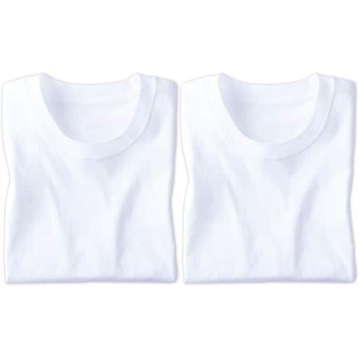 30%OFF【メンズ】 同色2枚組 綿100%クルーネックTシャツ/肌触りさらり(半袖) - セシール ■カラー：ホワイト ■サイズ：M,L,LL,3L,5L,S
