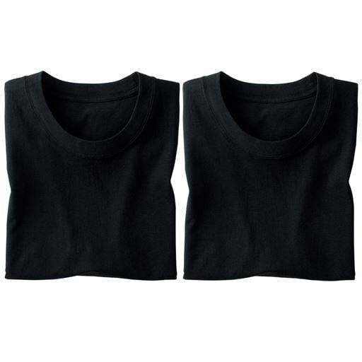 同色2枚組 綿100%クルーネックTシャツ/肌触りさらり(半袖) | ブラック