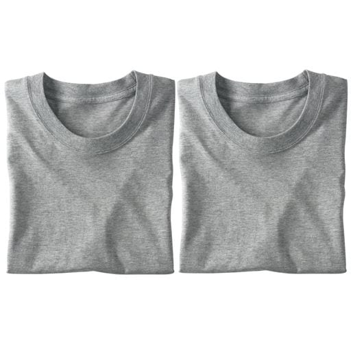 【メンズ】 2枚組 綿100%クルーネックTシャツ/肌触りさらり(半袖) ■カラー：グレー系 ■サイズ：S,M,L,LL,3L,5L