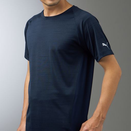【メンズ】 PUMA半袖クルーネックシャツ ■カラー：ネイビーブルー ■サイズ：M,L,LL
