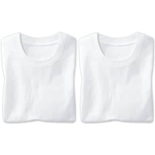 【レディース】 【男女兼用】同色2枚組 綿100%クルーネックTシャツ(半袖) - セシール ■カラー：ホワイト ■サイズ：S