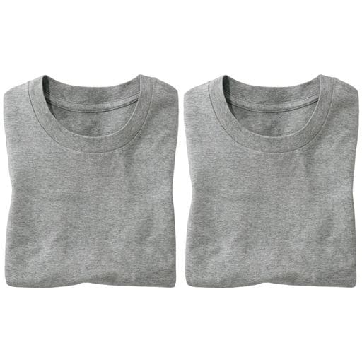 【男女兼用】同色2枚組 綿100%クルーネックTシャツ(半袖) | グレー系