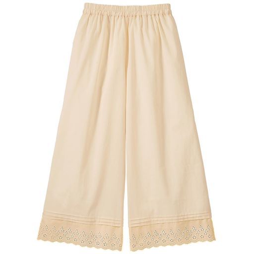【レディース大きいサイズ】 裾刺しゅうペチパンツ(綿100%)【ぽっちゃりさんサイズ】 ■カラー:キナリ ■サイズ:4L(93-101),L(69-77),LL(77-85),