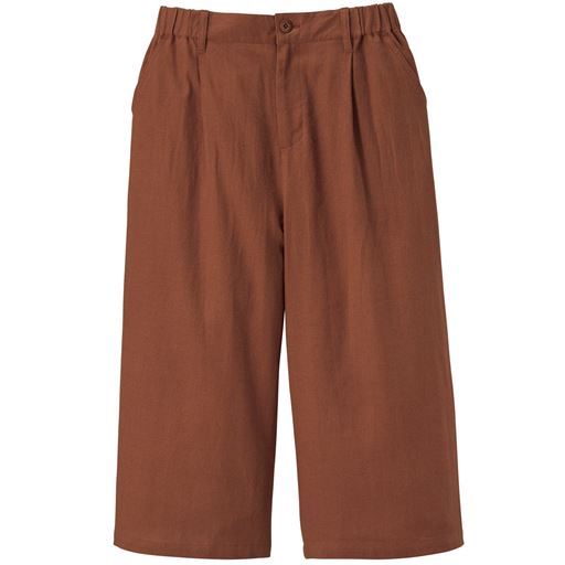 49%OFF【レディース】 リネン混ハーフパンツ - セシール ■カラー：ブラウン ■サイズ：S,M,L