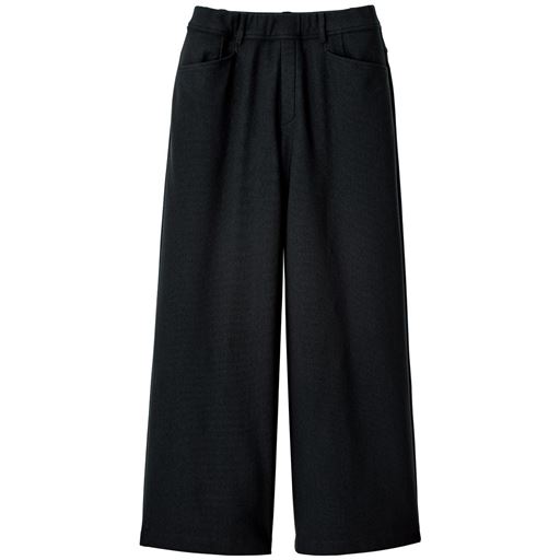 50%OFF【レディース大きいサイズ】 【ぽっちゃりさんサイズ】裏起毛ハイテンションワイドパンツ(美脚パンツ・日本製生地) - セシール ■カラー:ブラック ■サイズ:L