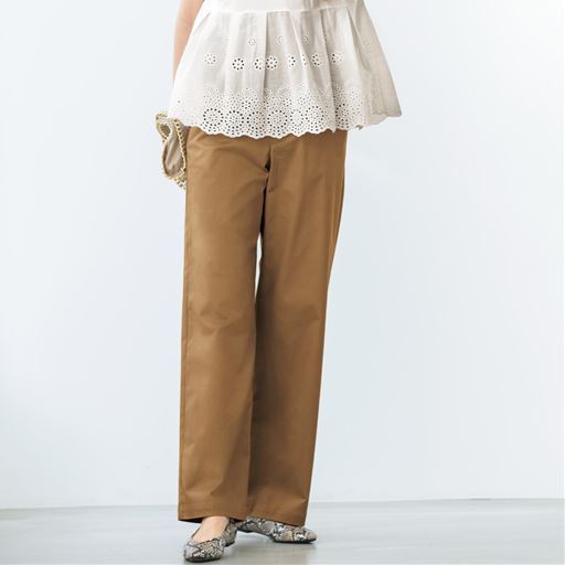 40%OFF【レディース】 ワイドチノパンツ - セシール ■カラー:キャメル ■サイズ:S(股下72),M(股下68),M(股下72)