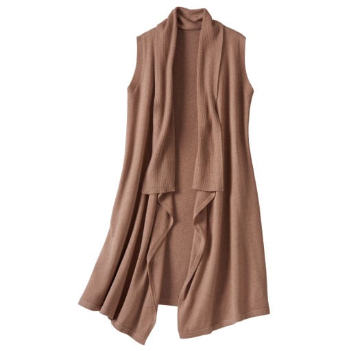 69%OFF【レディース大きいサイズ】 ロングニットジレ - セシール ■カラー：ベージュ ■サイズ：3L-4L,5L-6L