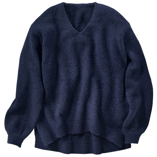 69%OFF【レディース】 ラメ入りVネックニット - セシール ■カラー：ネイビー ■サイズ：S,M