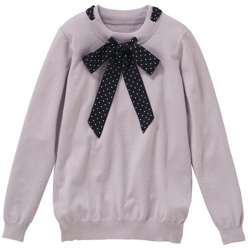 69%OFF【レディース大きいサイズ】 バンダナリボン付きニットプルオーバー - セシール ■カラー：ライトグレー ■サイズ：4L