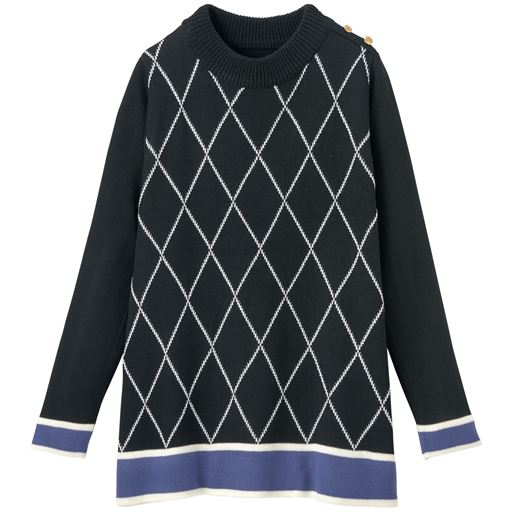 49%OFF【レディース】 ジャカードロングニット ■カラー：ブラック系 ■サイズ：S,M,L,LL