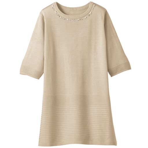 49%OFF【レディース】 ビジュー付きニットチュニック ■カラー：ベージュ ■サイズ：S