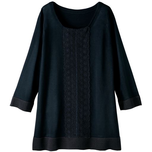 49%OFF【レディース大きいサイズ】 レースデザインニットプルオーバー ■カラー：ネイビー ■サイズ：L,LL,3L,4L,5L