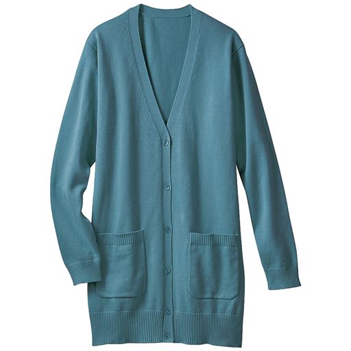 【レディース】 Vネックロングカーディガン(事務服・綿100%・洗濯機OK) - セシール ■カラー：クリアブルー ■サイズ：M,S