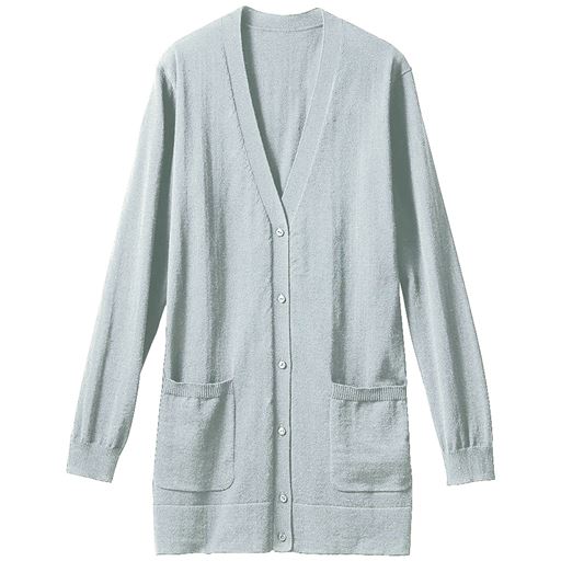 【レディース】 Vネックロングカーディガン(事務服・速乾・UVカット・抗菌防臭・手洗いOK) ■カラー：グレー ■サイズ：S