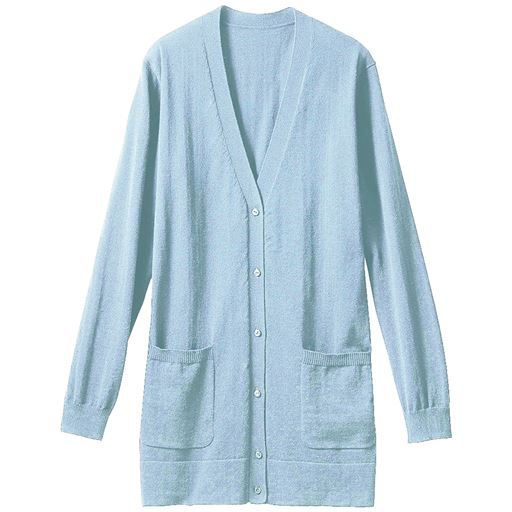 【レディース】 Vネックロングカーディガン(事務服・速乾・UVカット・抗菌防臭・手洗いOK) ■カラー：スィートブルー ■サイズ：S,M,L