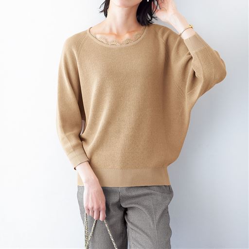 70%OFF【レディース】 ドルマンニットプルオーバー - セシール ■カラー：ベージュ ■サイズ：S