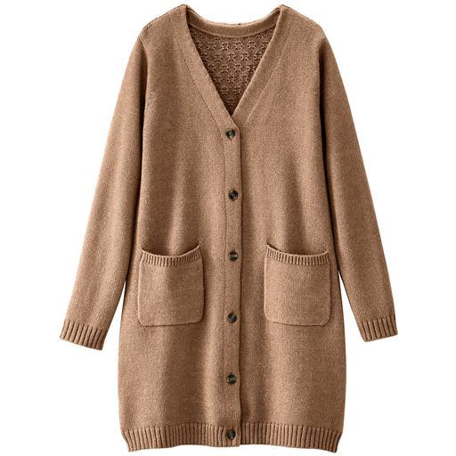 40%OFF【レディース大きいサイズ】 【ぽっちゃりさんサイズ】体型カバーロングニットカーディガン ■カラー：ベージュ ■サイズ：3L,4L,5L