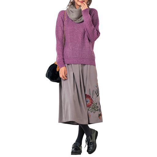50%OFF【レディース大きいサイズ】 Vネックニット - セシール ■カラー：パープル ■サイズ：LL,3L,4L,5L