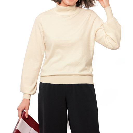 60%OFF【レディース大きいサイズ】 袖ボリュームニット(トールサイズ) ■カラー：アイボリクリーム ■サイズ：LLT,3LT