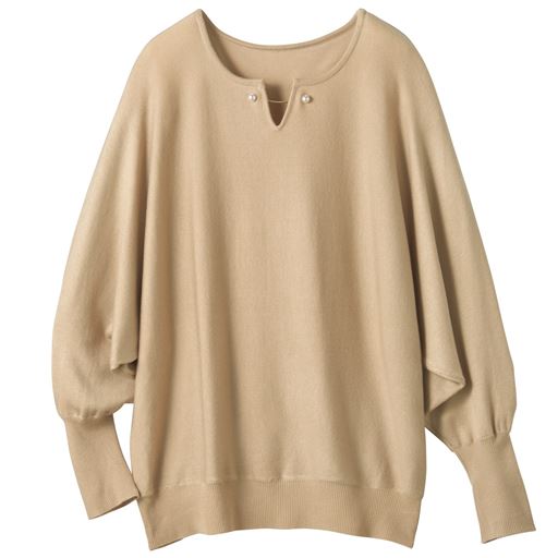 60%OFF【レディース】 パール調ピン付きドルマンニットプルオーバー - セシール ■カラー：ベージュ ■サイズ：S,L