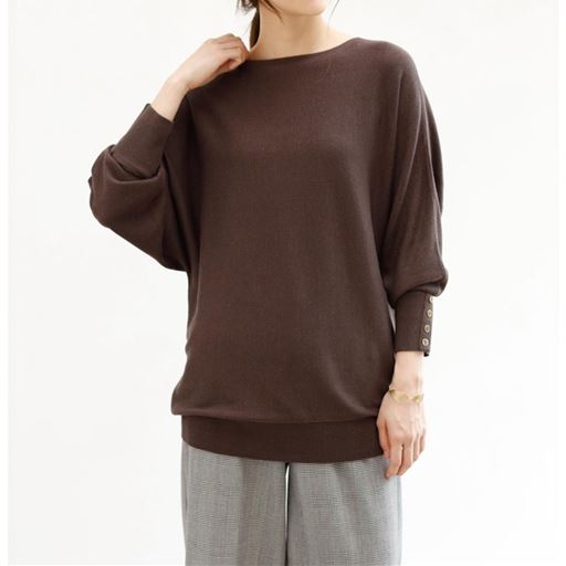30%OFF【レディース】 カシミヤ混ドルマンニットプルオーバー(静電防止・吸湿発熱・保湿・手洗いOK) - セシール ■カラー：チャコールブラウン ■サイズ：S,M,L,LL