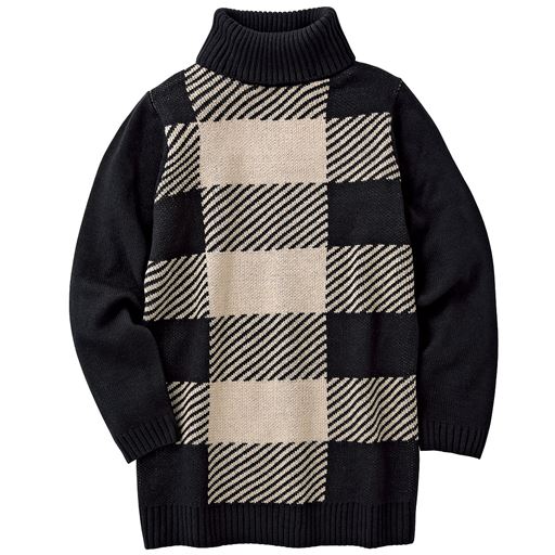 50%OFF【レディース】 タートルネックロングニット - セシール ■カラー：ブラック系 ■サイズ：M