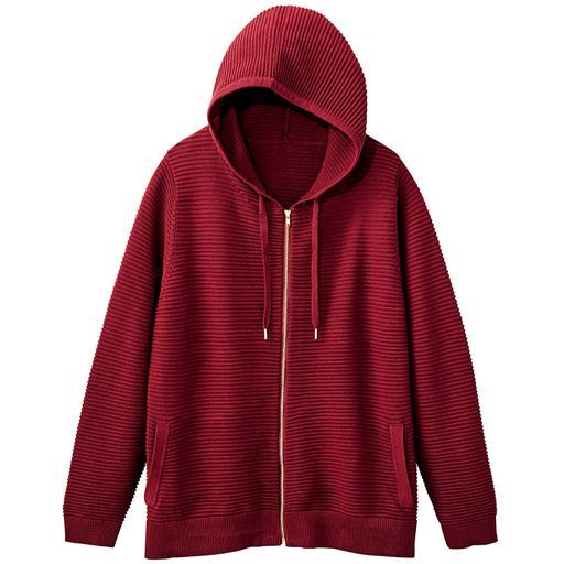 50%OFF【レディース大きいサイズ】 【ぽっちゃりさんサイズ】ジップアップニットパーカー(UVケア・抗ピル) - セシール ■カラー：レッド ■サイズ：LL