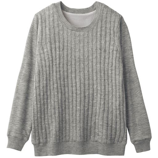 【レディース】 裏カットソーニットプルオーバー(洗濯機OK) ■カラー：グレー ■サイズ：M,L,LL,3L
