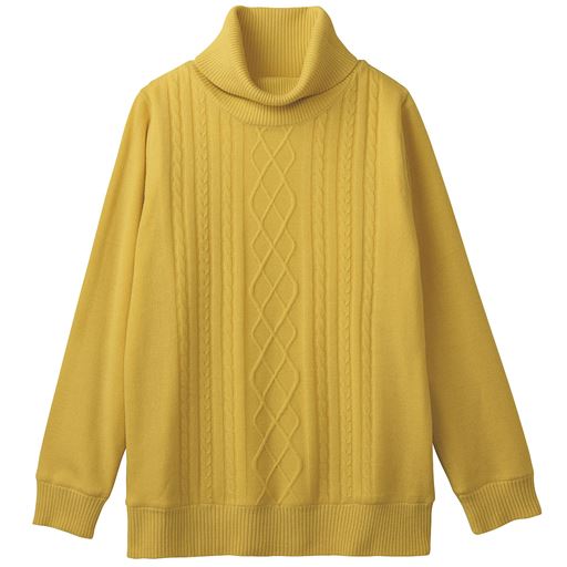 20%OFF【レディース】 裏カットソータートルネックニットプルオーバー(洗濯機OK) ■カラー：イエロー ■サイズ：S,L,LL