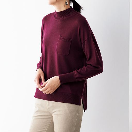 60%OFF【レディース】 テンセル&trade;繊維混ウール ハイネックプルオーバー ■カラー：ワインレッド ■サイズ：M,L,LL