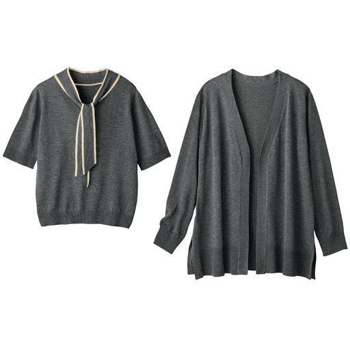 【レディース】 ニットアンサンブル ■カラー：グレー ■サイズ：M,L,LL,3L