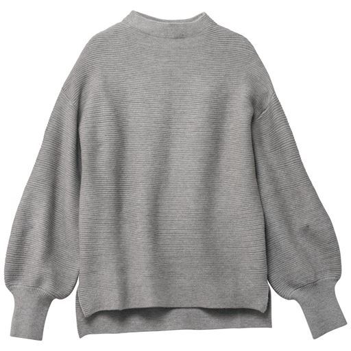 【レディース】 パフスリーブニットプルオーバー(洗濯機OK) ■カラー：グレー ■サイズ：M,L,LL,3L