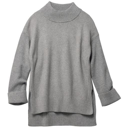 45%OFF【レディース】 ロングスリットハイネックプルオーバー(洗濯機OK) - セシール ■カラー：グレー ■サイズ：M,L,LL,3L