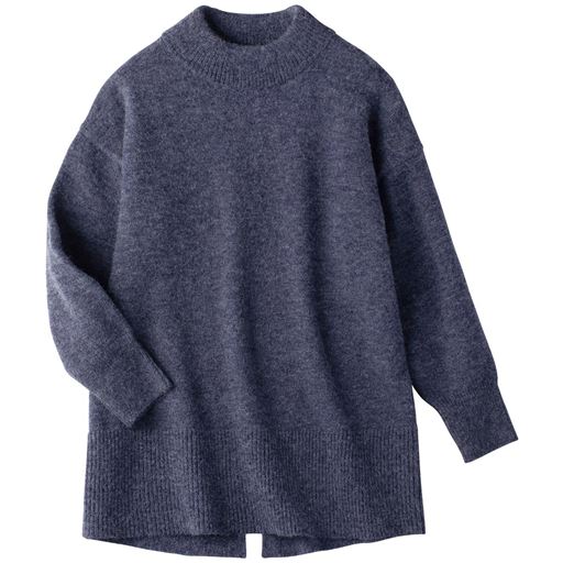 【レディース】 バックスリットハイネックプルオーバー - セシール ■カラー：ネイビー ■サイズ：M,L,LL,3L