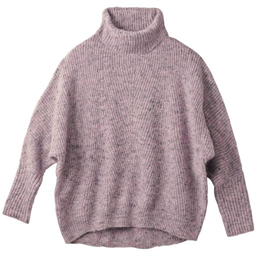 【レディース】 ふわふわドルマンニットプルオーバー - セシール ■カラー：ライラックグレー ■サイズ：M(79-87),L(86-94),LL(93-101),3L(100-108)